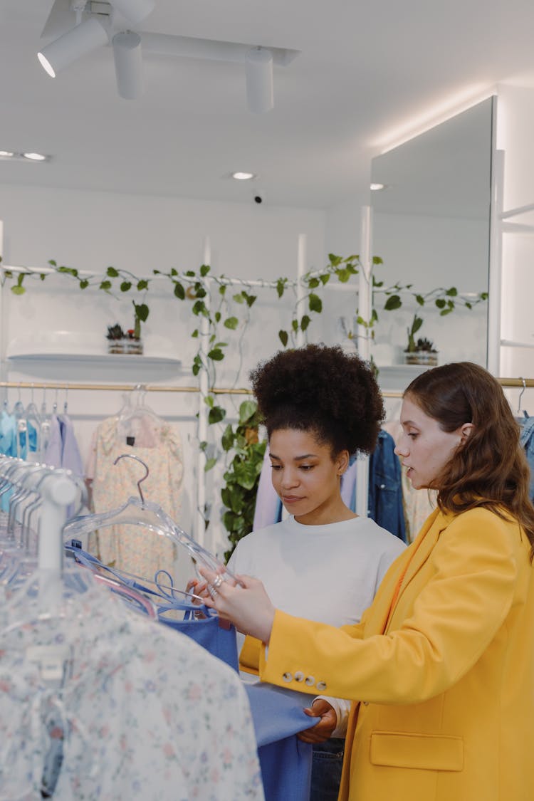 A Woman Shopping With A Personal Stylist