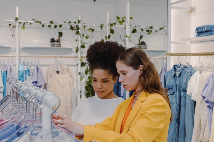 A Woman Shopping With A Personal Stylist