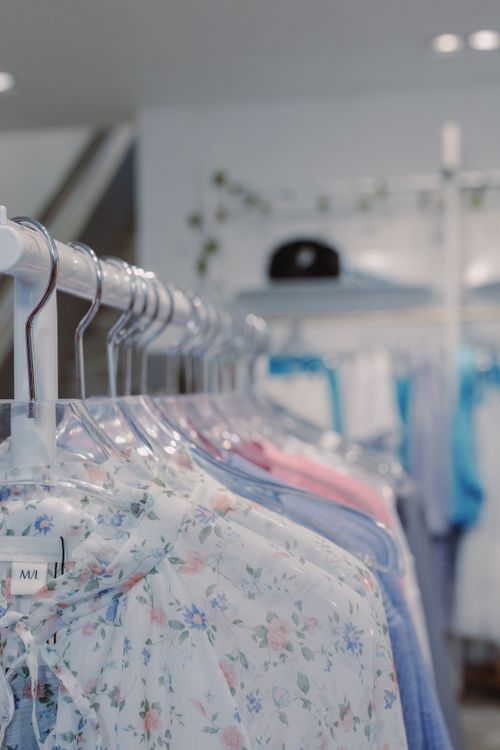 Free Chic floral clothing collection showcased in a stylish boutique setting. Stock Photo