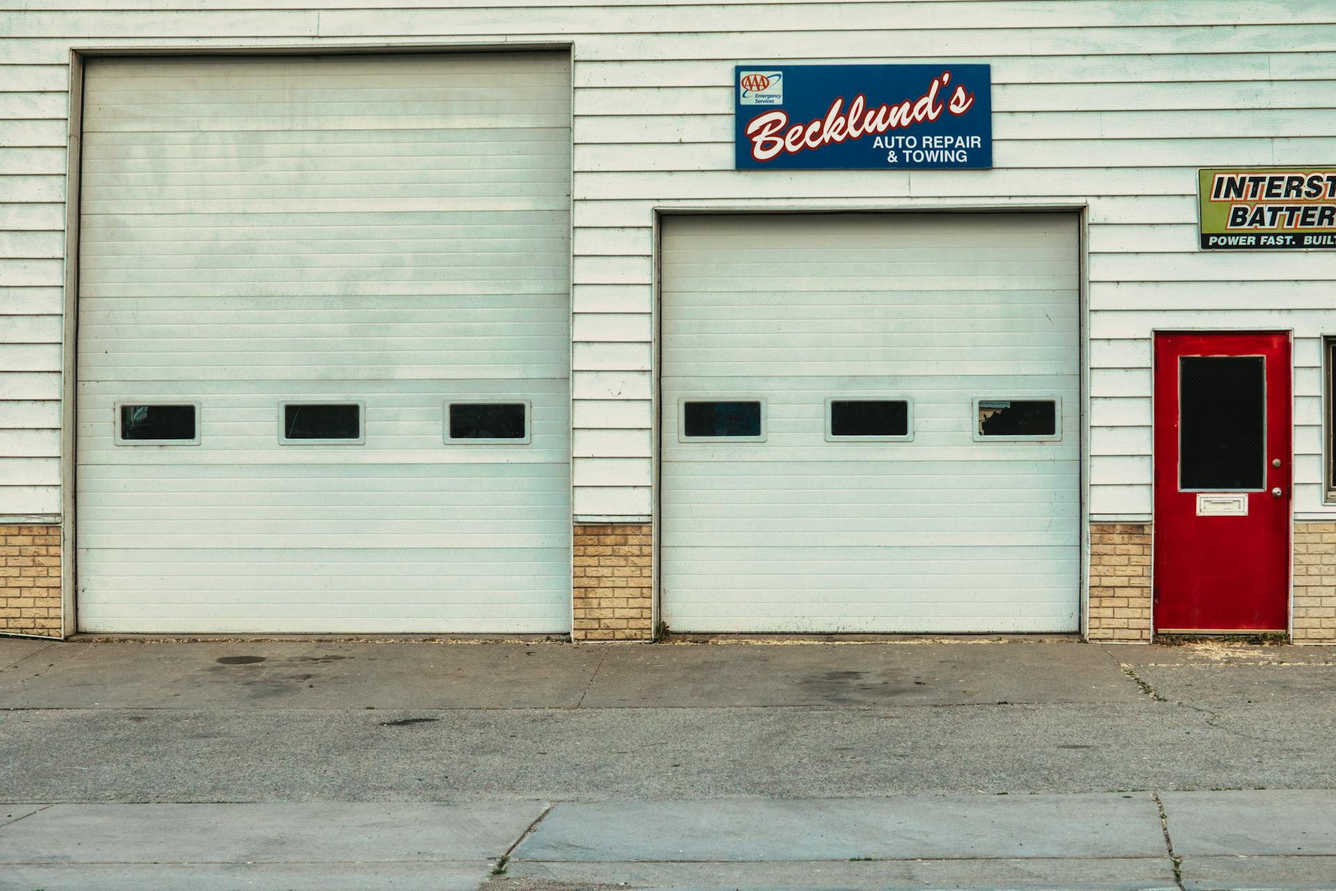 Gray Building with Roll Up Doors