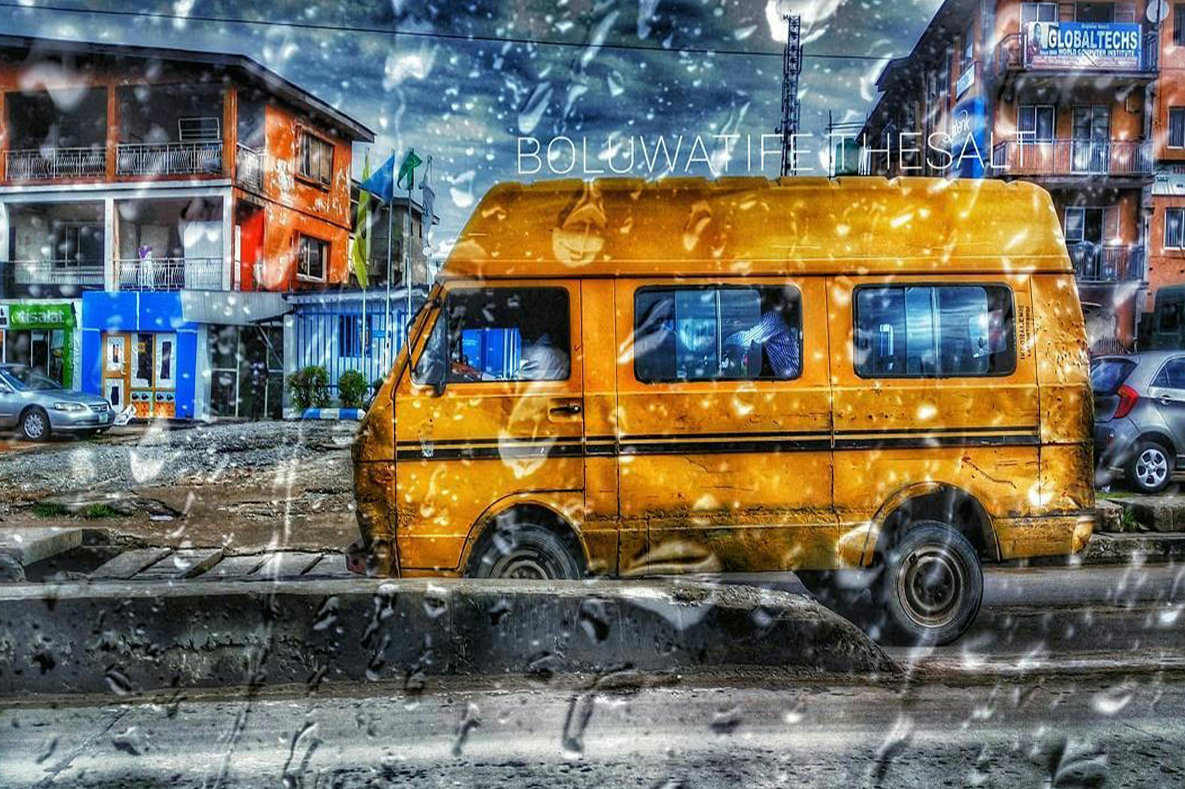 Free stock photo of bus, rain, street photo