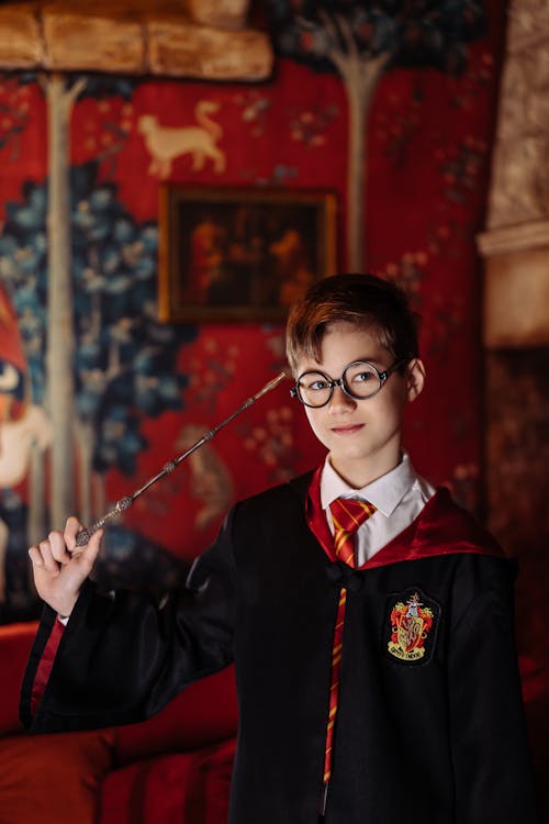 Free A Boy Wearing Harry Potter Costume  Stock Photo