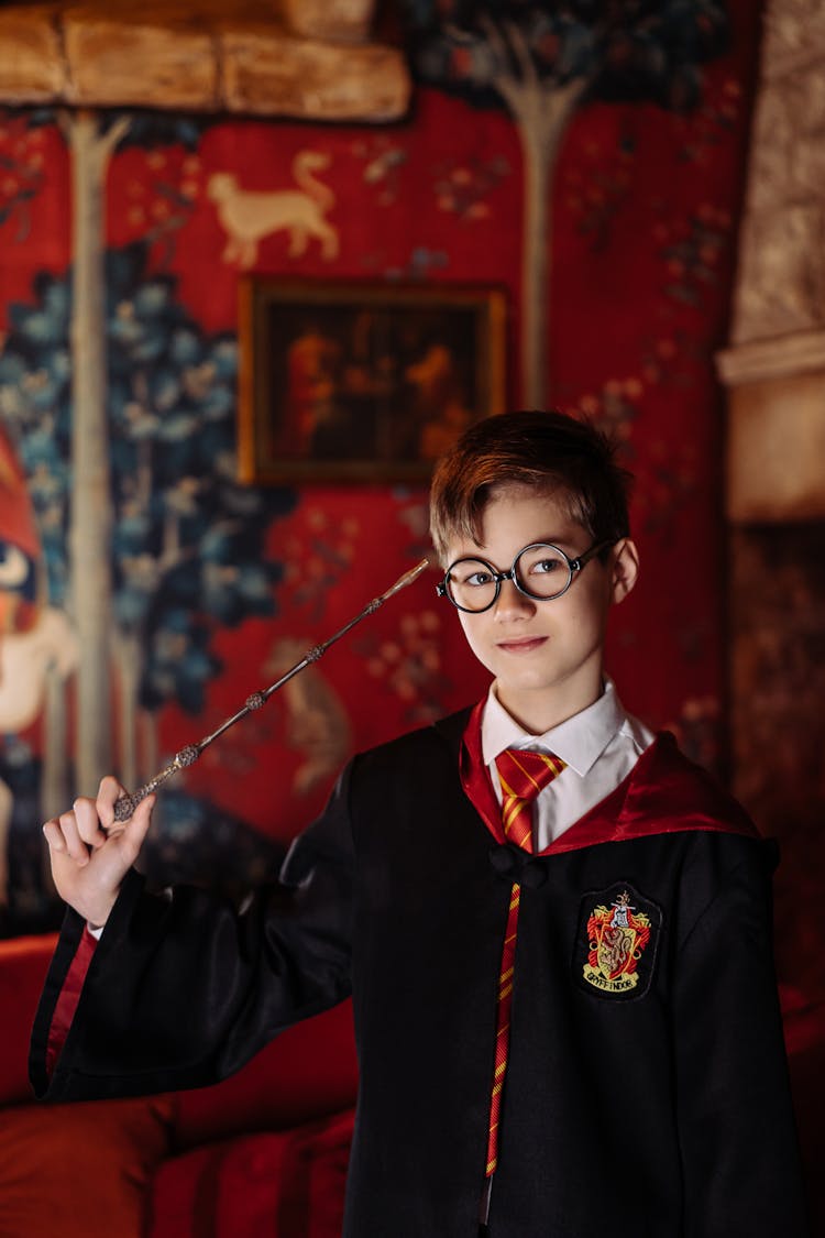 A Boy Wearing Harry Potter Costume 