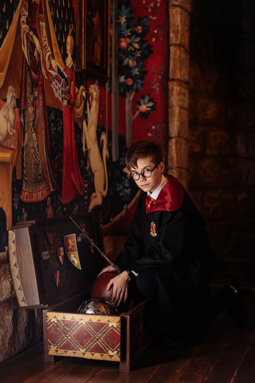 A Boy Wearing a Harry Potter Costume