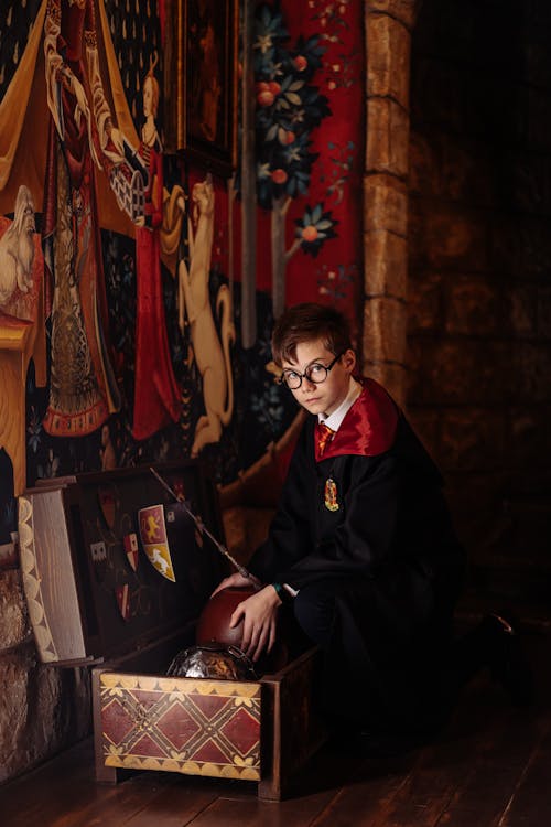 Free A Boy Wearing a Harry Potter Costume Stock Photo