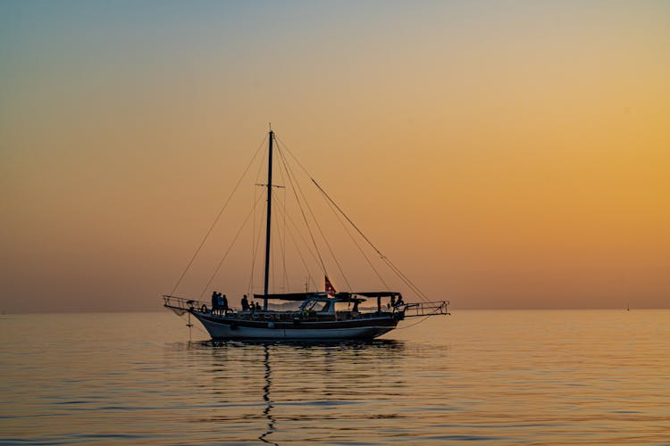 Sailboat Anchored On Sea