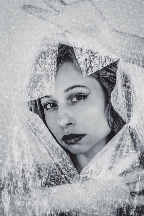 Black and White Photo of a Woman's Face