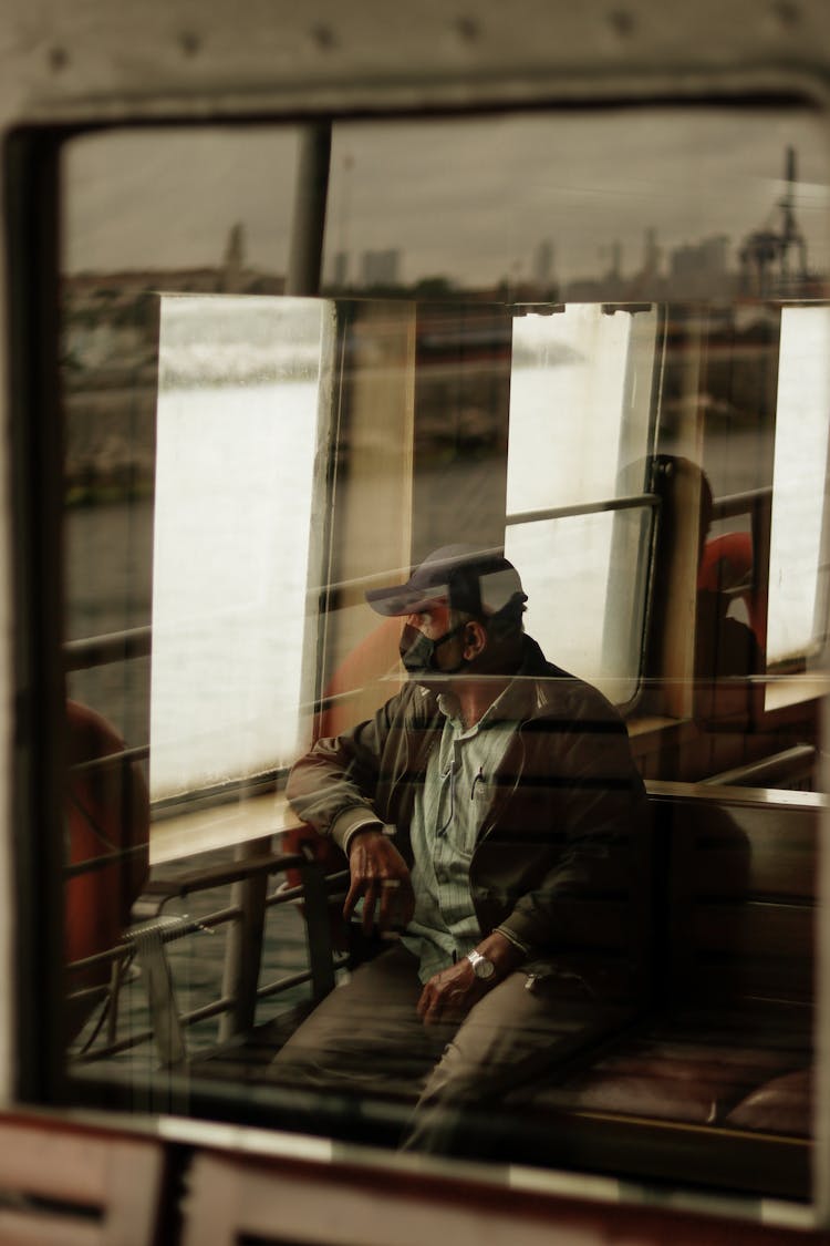 Passenger Of Ferry Wearing Face Mask