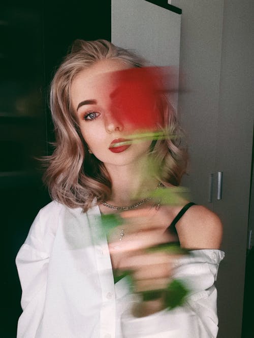 A Beautiful Woman in White Shirt