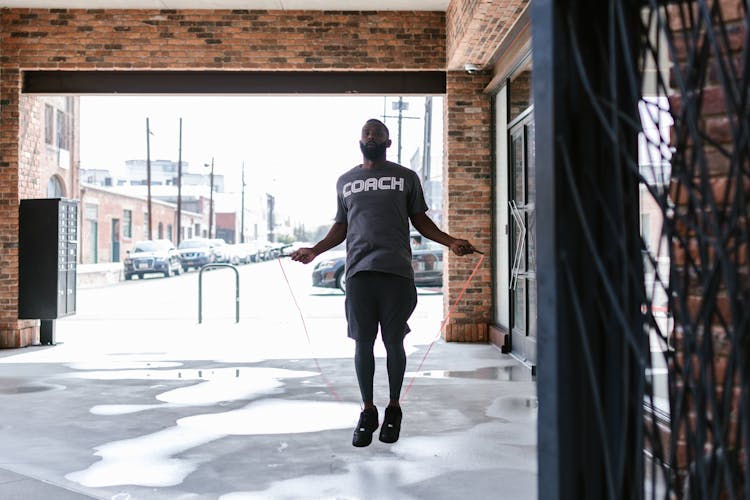 Bearded Man Using A Jumping Rope