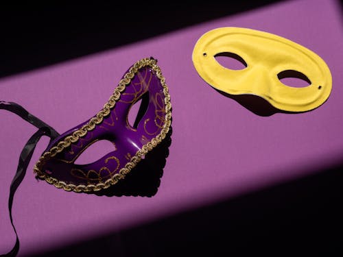 Free Yellow and Purple Masquerade Masks Stock Photo