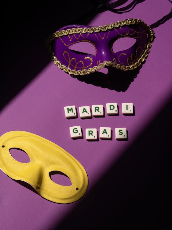 Masks on Purple Surface