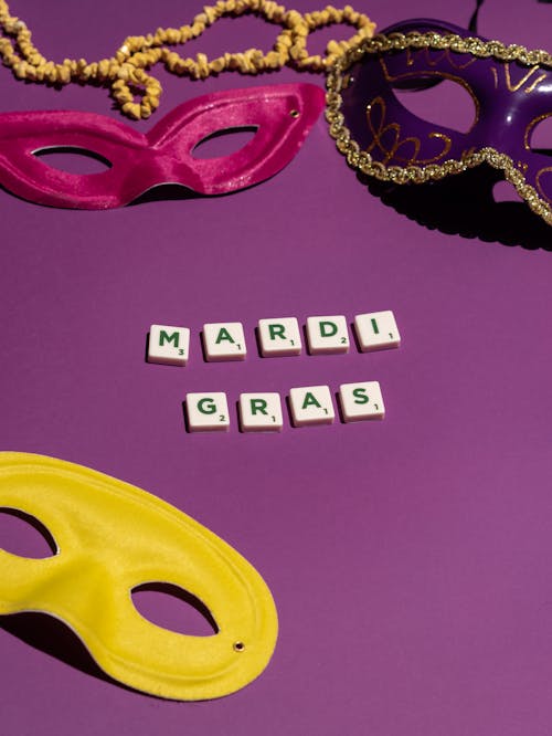 Masks on the Purple Fabric