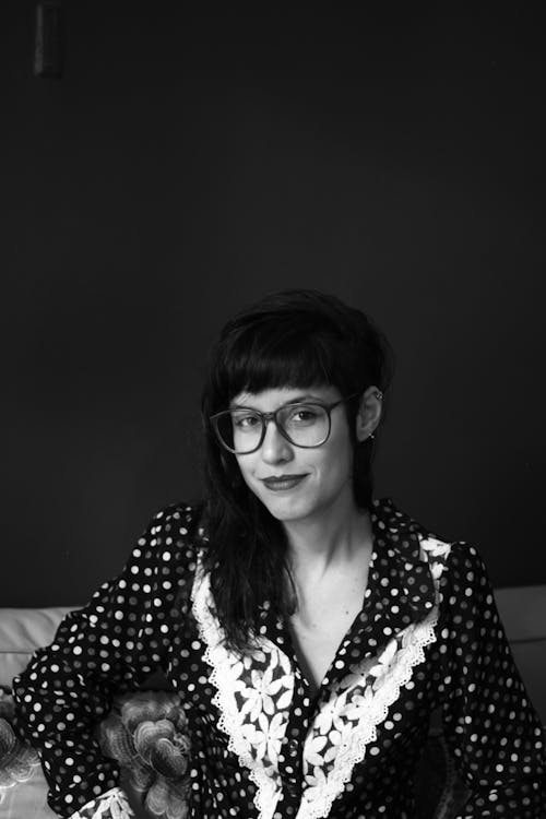 Free Grayscale Photo of a Woman Wearing Eyeglasses Stock Photo