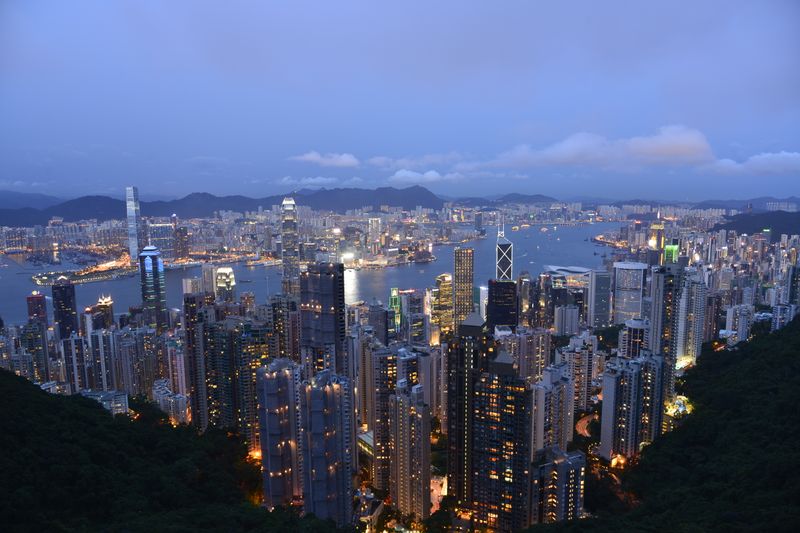 Night skyline of Hong Kong seen from Victoria Peak