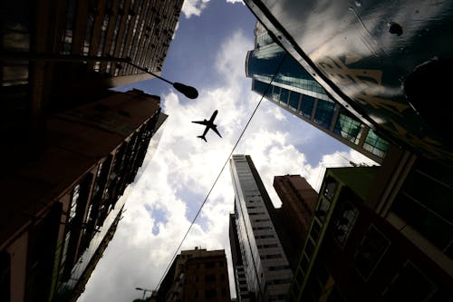 Airplane Flying over City