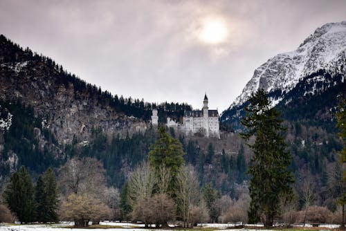 The Neuschwanstein Castle Under the Cloudy Sky