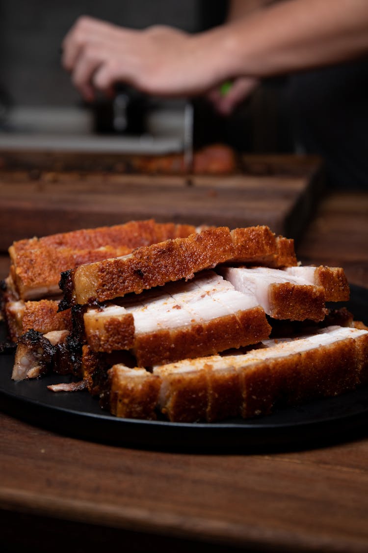 Close-Up Photo Of A Dish With Crispy Pork Skin