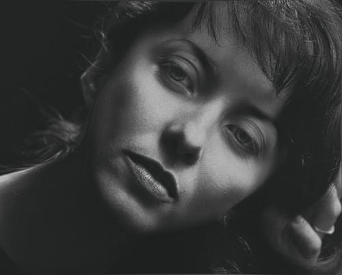 Grayscale Photo of a Woman's Face
