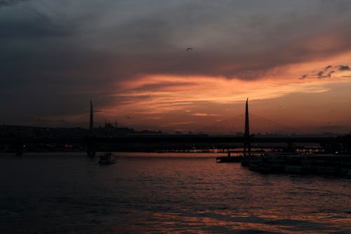 Kostenloses Stock Foto zu brücke, dämmerung, drohne erschossen