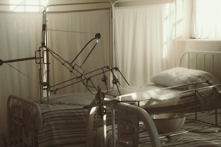Hospital Beds With Medical Equipment
