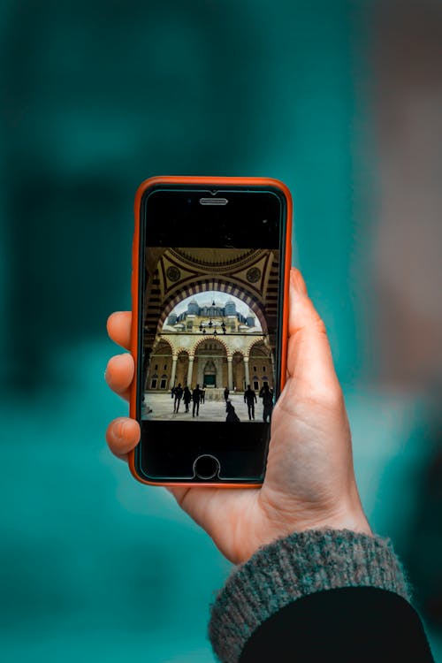 Free 

A Person Holding a Smartphone with a Picture Displayed on the Screen Stock Photo