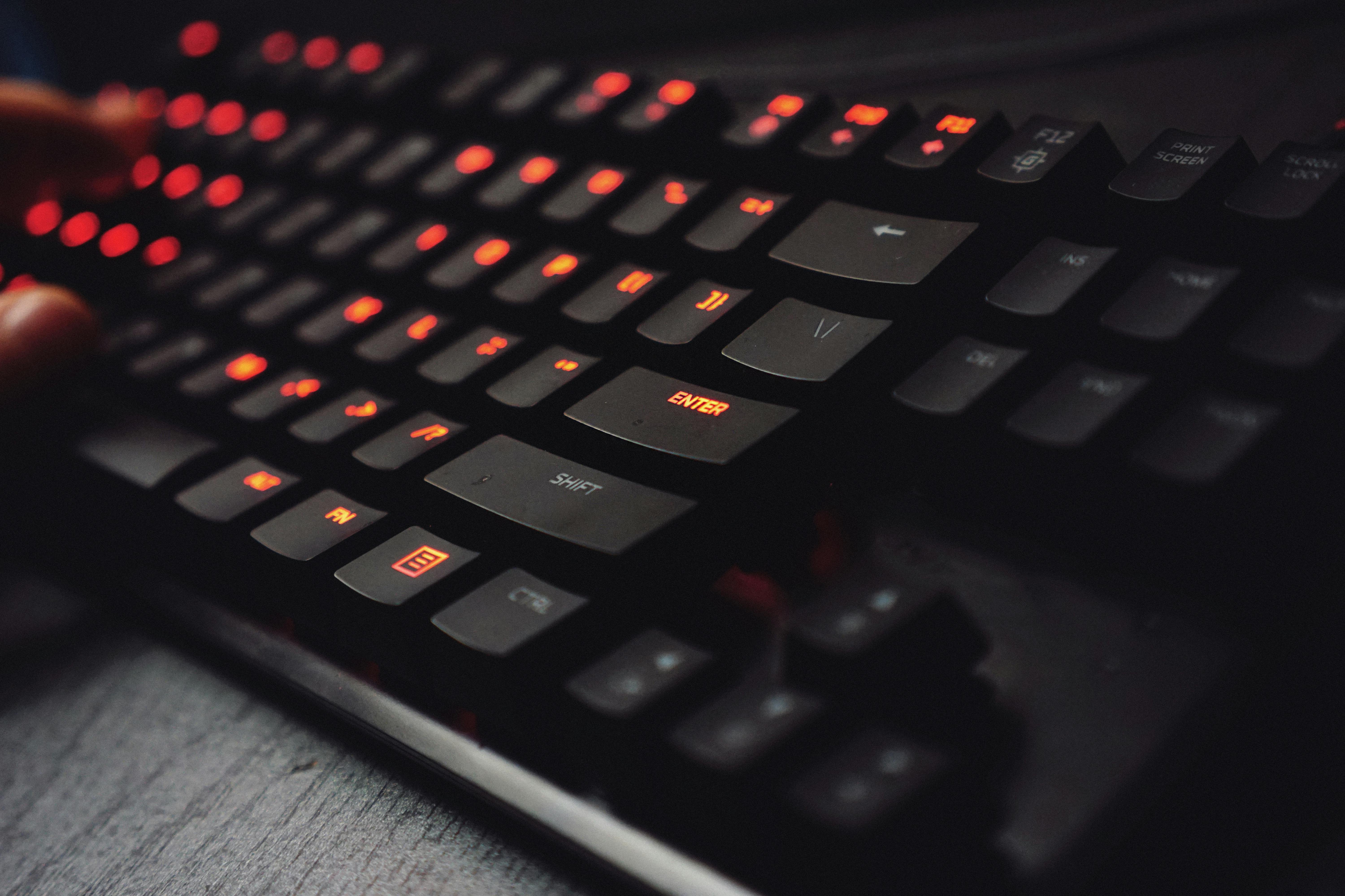 Black Lighted Gaming Keyboard  Free Stock Photo