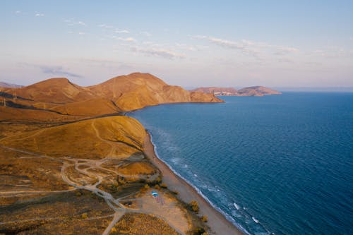 Бесплатное стоковое фото с Аэрофотосъемка, берег, вода