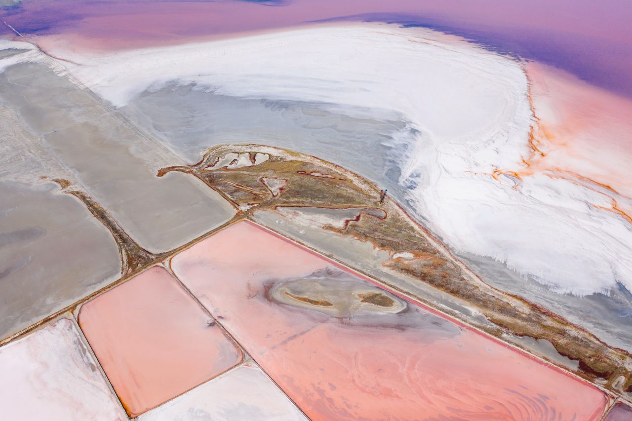 a breathtaking aerial shot capturing the vivid colors of expansive sal