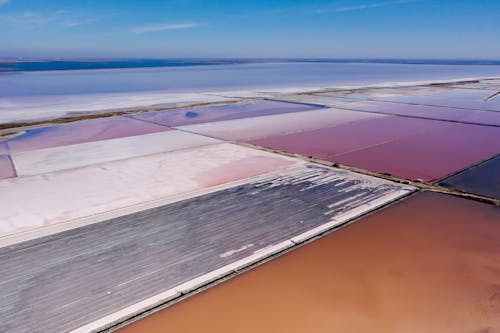 Drone Photography of Pink and Blue Water 