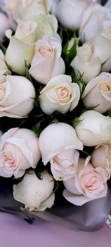 A close-up of an elegant bouquet of pale pink roses showcasing delicate petals and freshness.