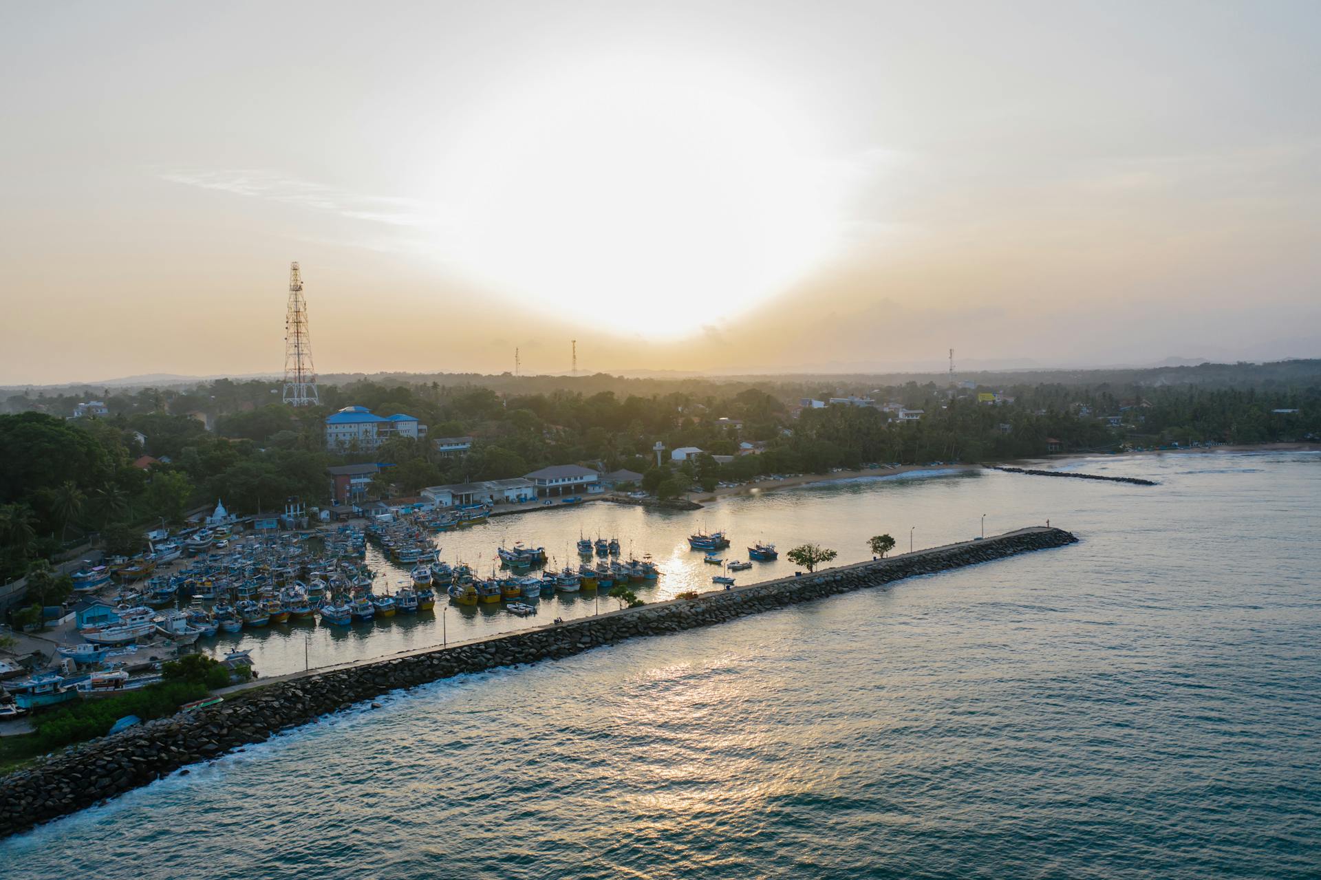 Aerial Footage of Docked Boats