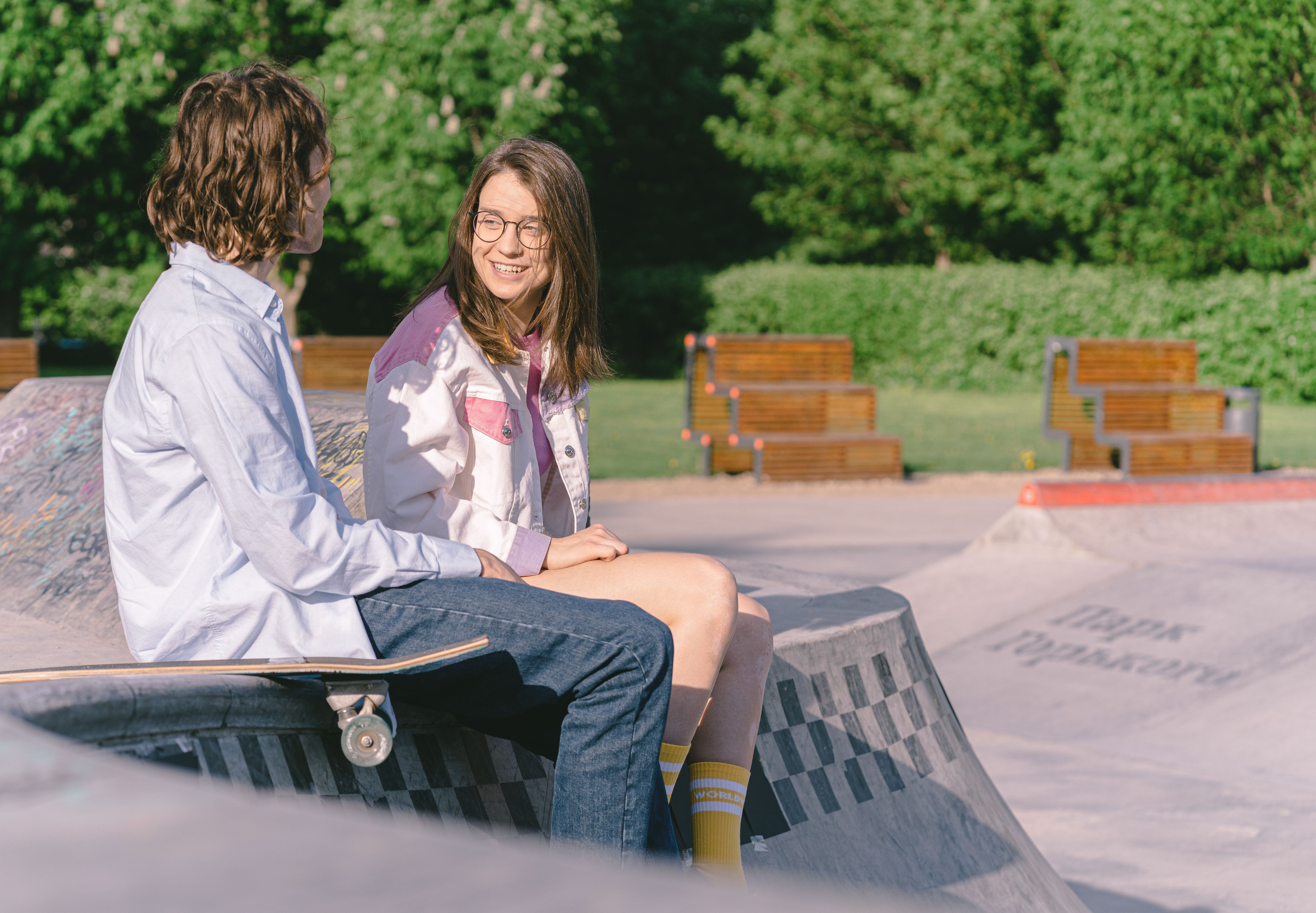 Two people having coffee on a casual date
