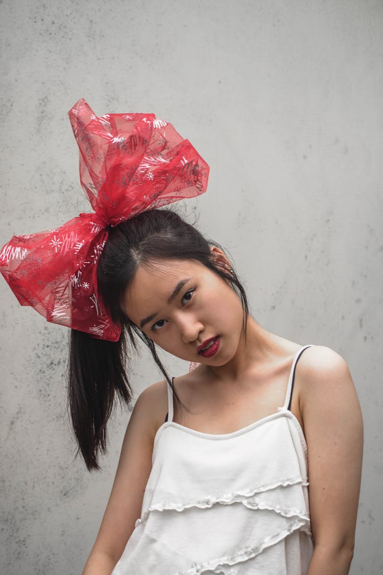 Woman Wearing Giant Bow