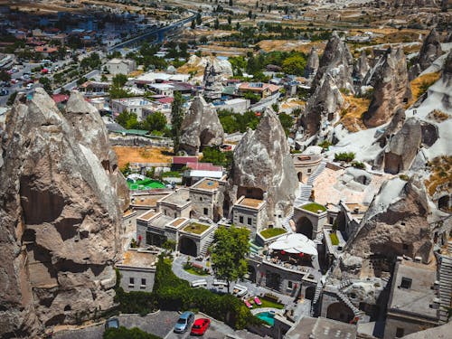 Rock Formations and Town in Cappadocia
