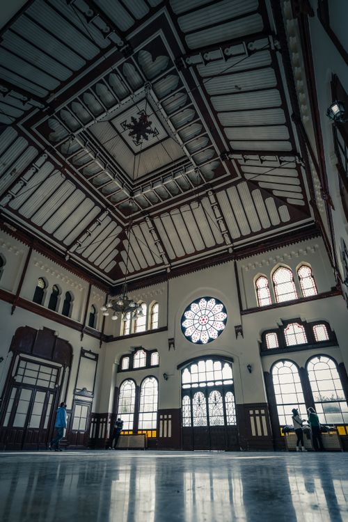 Free Intricate architecture of Sirkeci Station in Istanbul, Turkey, highlighting its stunning ceiling design. Stock Photo