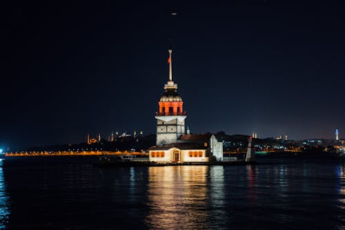 Lighthouse Tower with a Flag on Top 