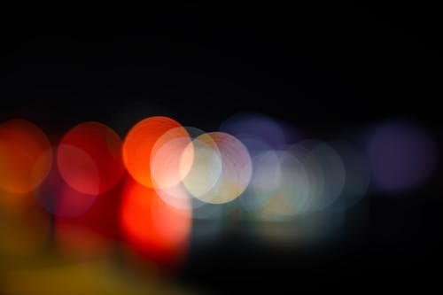 Bokeh of Colored Lights with a Black Background