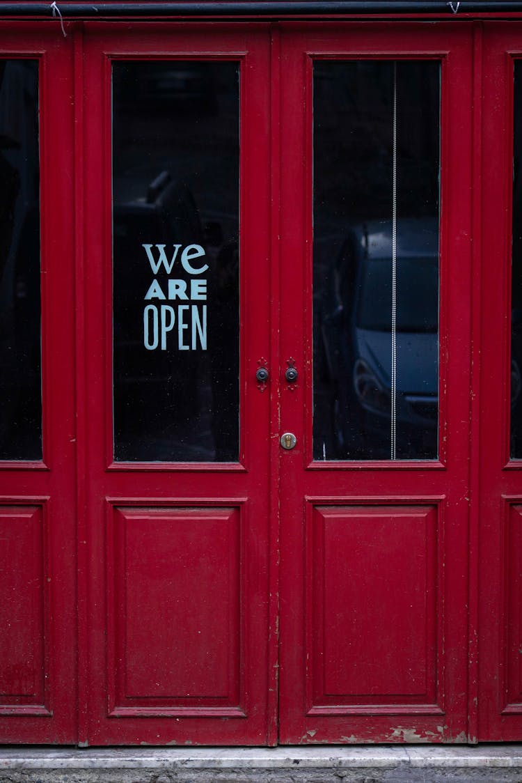 We Are Open Text On Closed Door