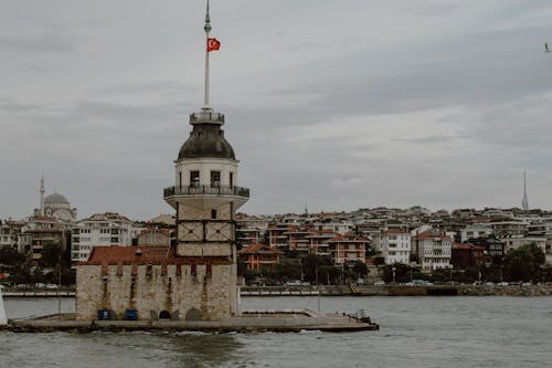 Maidens Tower on a Cloudy Day, Instabul, Turkey