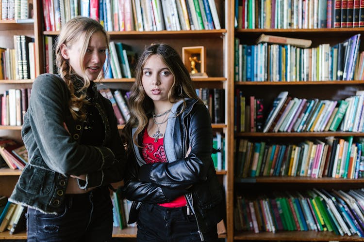 Women Talking In The Library 