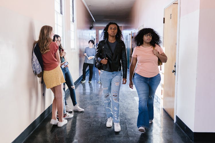 Students In The School Hallway