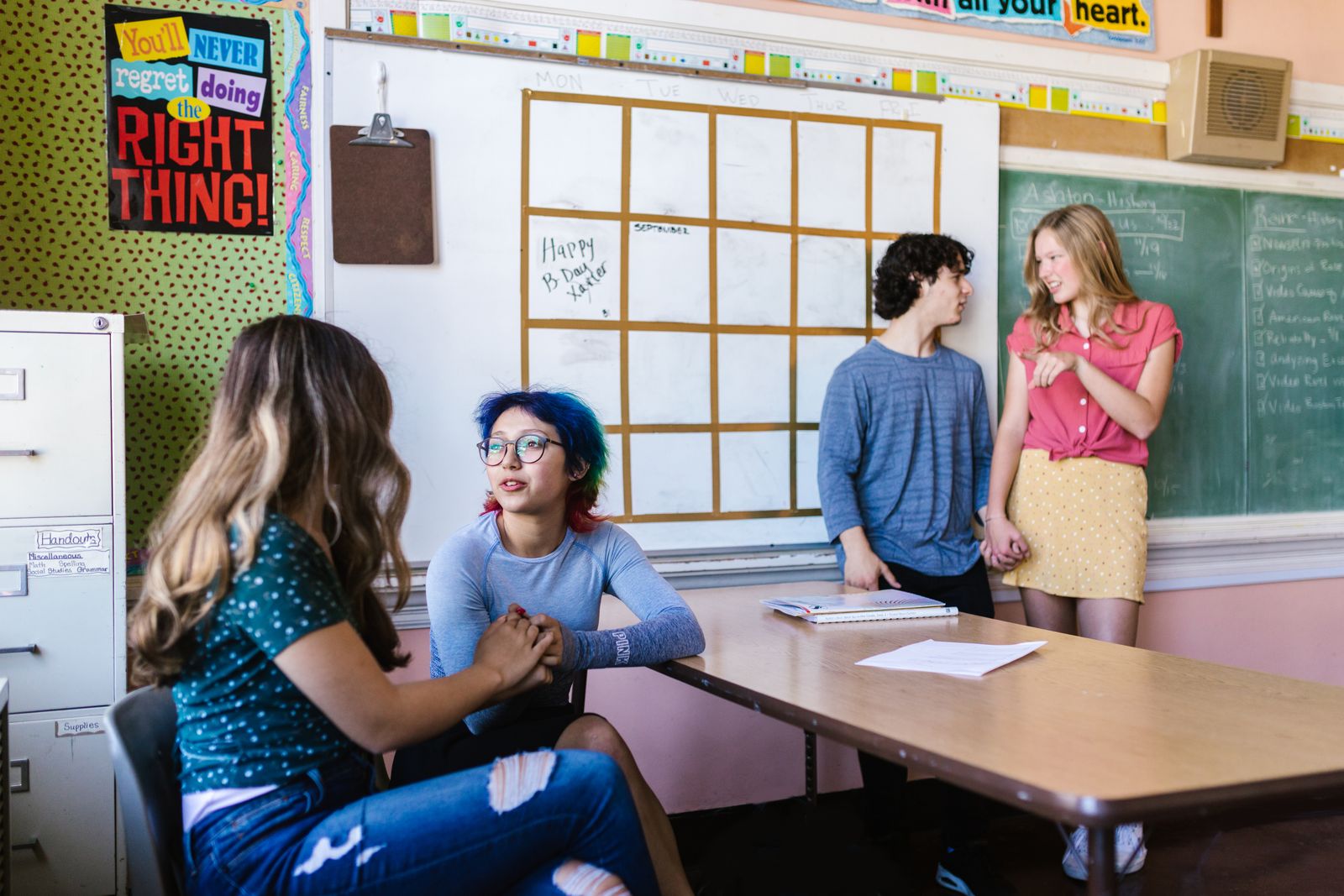 Students having a classroom conversation