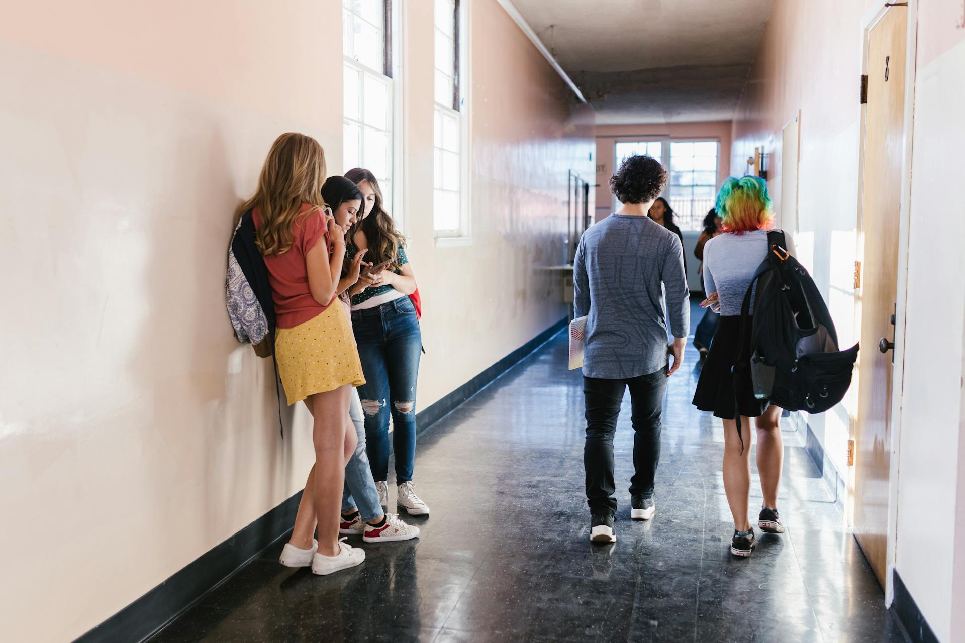 Students in the School Hallway