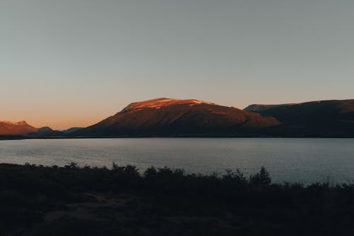 A Lake Across the Mountains during Dusk
