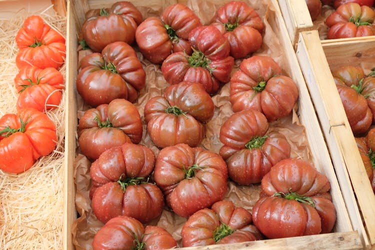 Red Tomatoes On Brown Wooden Crate