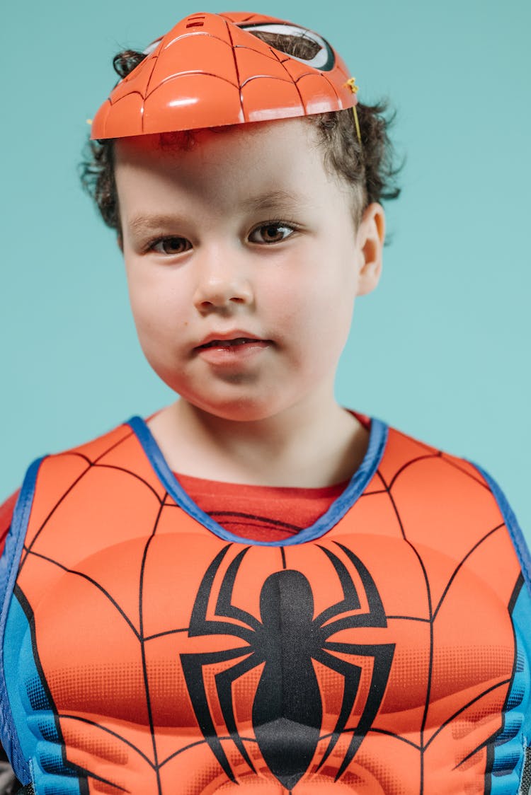 Boy In Red And Blue Spider Man Costume