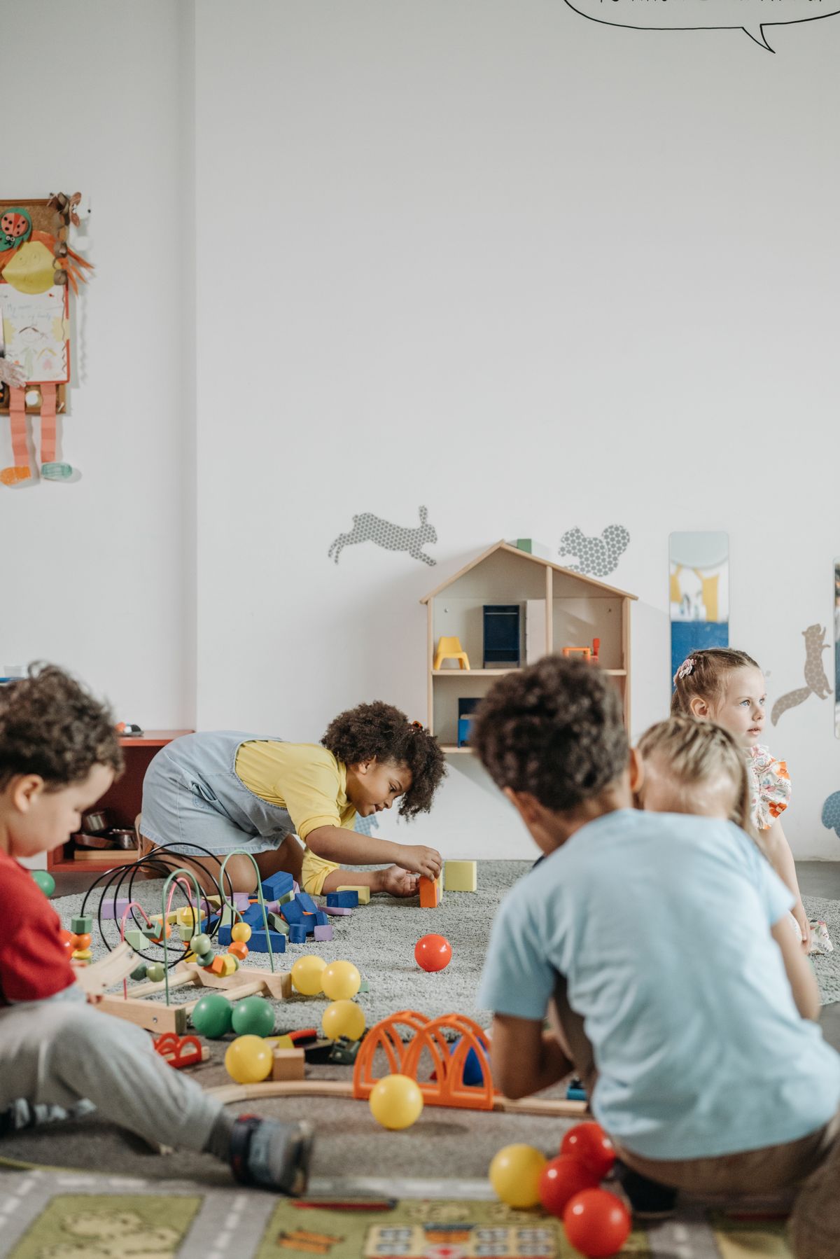 Young children playing in a preschool classroom