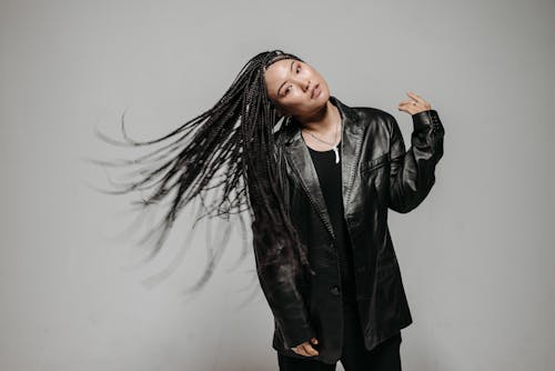 A Woman in Black Leather Jacket