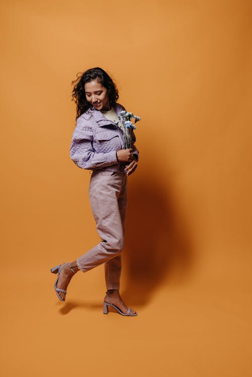 A Young Woman in Purple Jacket